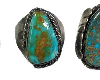 Three Southwestern Sterling Silver Turquoise Rings
