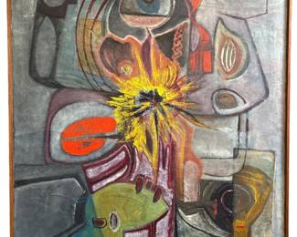 LUIS MENDOZA ORTIZ (Mexican/American, 1918-1997) "Eternal World", Oil Painting
