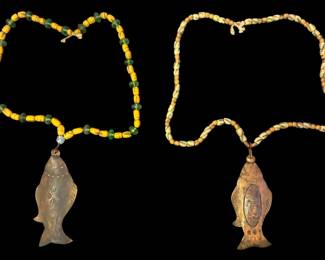 Two HUDSON BAY Trade Bead Necklaces, Fish
