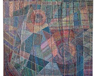 Mid Century Abstract Pointillism Oil Painting
