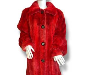 A Vintaged Dyed Mink Red Fur Coat, JOHN PAVLIS
