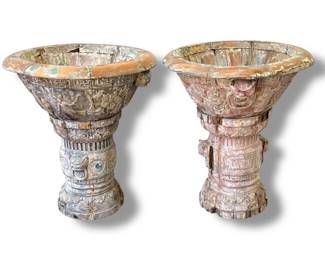 A Pair of Monumental Chinoiserie Urns
