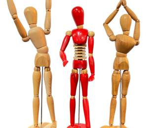 Three Articulating Artists Mannequin Sculptures
