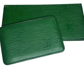 LOUIS VUITTON Green Epi Leather Checkbook & Card Holder
