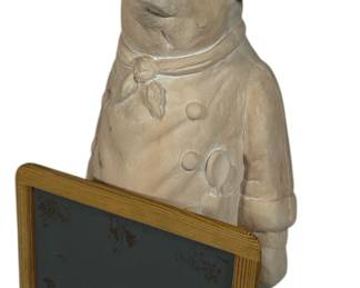 Vintage Chef Pig Statue with Chalkboard
