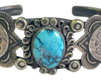 Southwestern Sterling Silver Turquoise Cuff Bracelet
