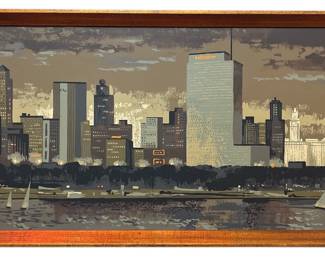 A Mid Century MARK COOMER Serigraph of Chicago Skyline
