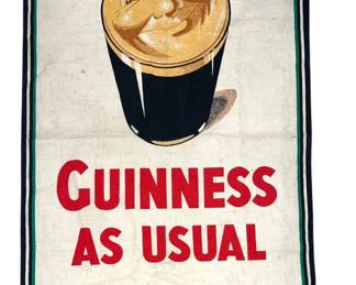 Vintage "Guinness As Usual" Fingal Linen Advertising Sign
