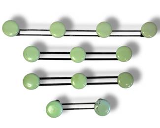 Mid Century French Blue & Iron Coat Racks
