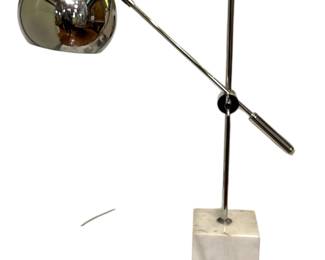 SONNEMAN Style Mid Century Chrome & Marble Desk Lamp
