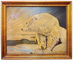 Signed W. SCUDELLA "The Polar Bear" Oil Painting
