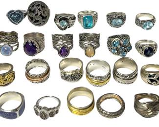 Collection of Sterling Silver, Gemstone Rings
