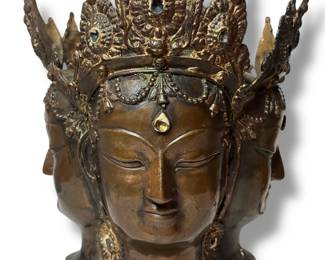Large Bronze Thai Brahma Head Sculpture
