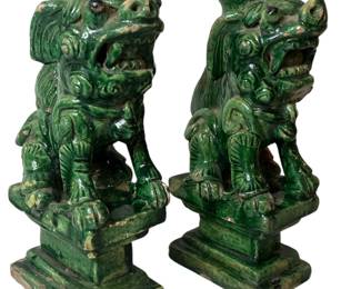 Chinese Foo Dog Censers, Near Pair
