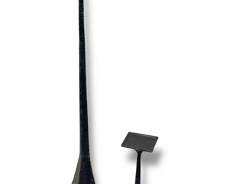 Two Brutalist Hammered Metal Candle Holders
