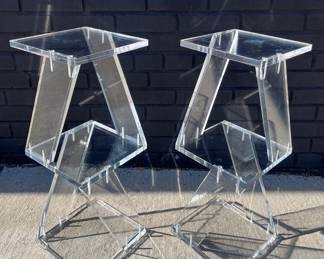 A Pair of Postmodern Acrylic Pedestal Tables
