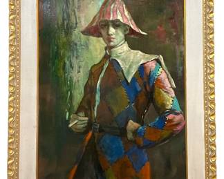 ABRUZZI / HAROLD STEPHENSON Painting "Harlequin With Cigarette"
