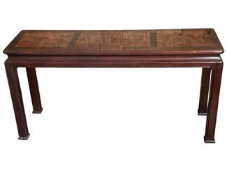 HENREDON Burled Walnut Chinoiserie Style Console Sofa Table

