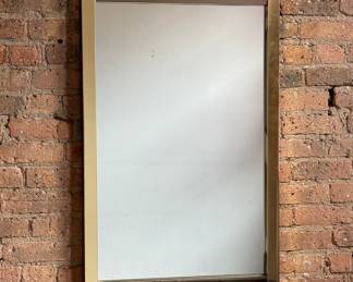 Mid Century Smoked Glass & Gold Accent Mirror
