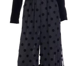 A 1990 DENNIS GOLDSMITH Velvet and Polka Dot Jumpsuit
