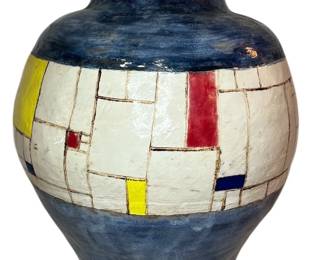 A PIET MONDRIAN Style Terracotta Vase
