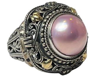 A ROBERT MANSE 18K Gold, Sterling Silver, and Pink Mabe Pearl Ring
