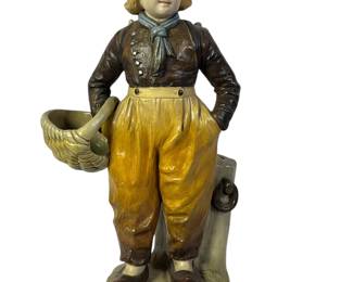 Austrian Ceramic Statue of a Market Boy, AUGUST OTTO for JOHANN MARESCH
