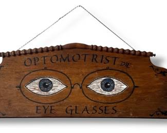 Handmade Folk Art Optometrist Eyeglasses Advertisement Sign
