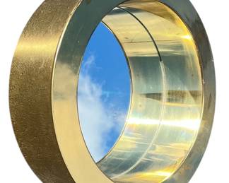 Signed Mid Century CURTIS JERE Brass Porthole Mirror, 1976

