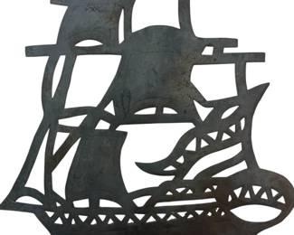 Cast Metal Pirate Ship Wall Hanging
