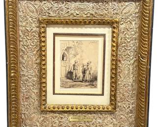 REMBRANDT VAN RIJN (Dutch, 1606-1669) "Three Oriental Figures", Reverse Plate Etching
