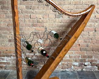 Life Size Handmade Harp Wine Rack
