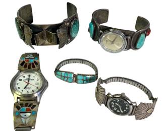 Collection Southwestern Navajo Zuni Watch Bands, Sterling Silver
