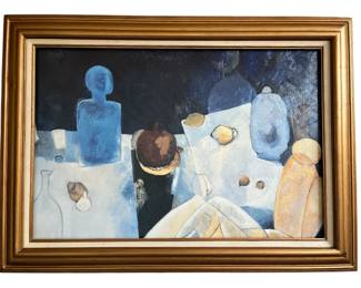Modernist "Blue Nude" MARY CALKINS Giclee on Canvas
