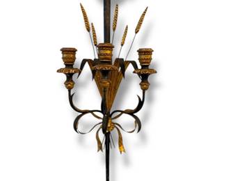 Substantial Italian Wheat Sheaf & Sword Motif Gilt Sconce
