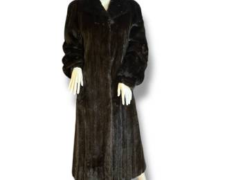 A Vintage Full Length Mink Fur Coat and Hat
