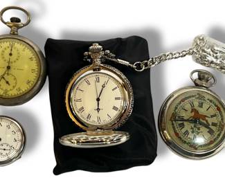 Four Vintage Pocket Watches, Sterling Silver WALTHAM