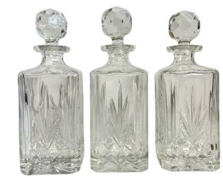 Three Vintage Cut Crystal Decanters