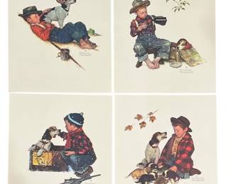 Four NORMAN ROCKWELL Prints, A Boy And His Dog