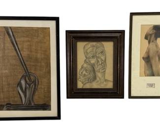 Three Greyscale Etchings and Sketches