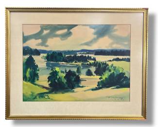 RICHARD UUTMAA (Estonian 1905 - 1977) Landscape Watercolor Painting, 1967