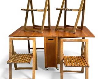 Compact Mid Century Teak Collapsing Dining Set