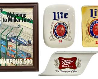 Four Vintage MILLER LITE Beer Advertising Signs