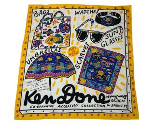 Vintage 1980's KEN DONE Designer Scarf