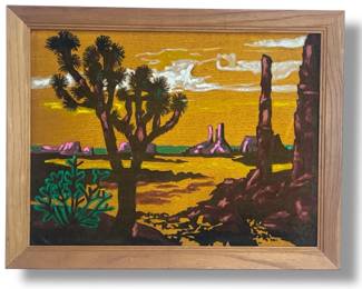 Mid Century Desert Scene Velvet Painting