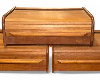 Set of Three Mid Century Tambour Door File Organizers