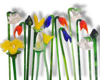A Collection of MURANO Art Glass Flowers
