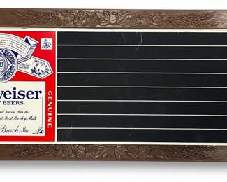 A 1979 BUDWEISER Beer Advertising Menu Board