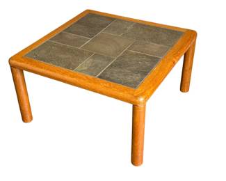 Danish Mid Century Teak & Slate Coffee Table, HASLEV