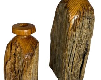 Two Natural Wood Edge Candle Holder